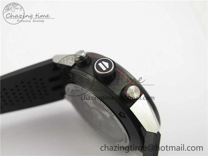 Calibre Heuer 01 Chrono SS PVD XF 1:1 Best Edition Skeleton Dial Red Hand on Black Rubber Strap A1887