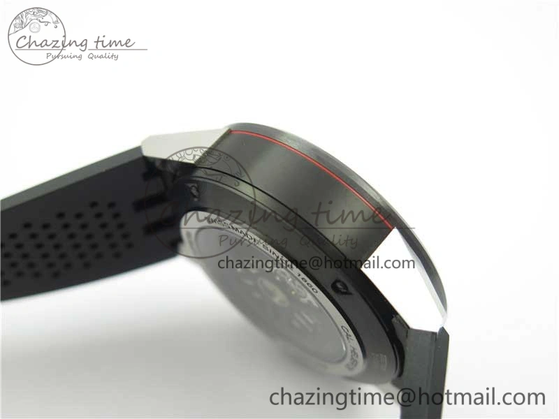 Calibre Heuer 01 Chrono SS PVD XF 1:1 Best Edition Skeleton Dial Red Hand on Black Rubber Strap A1887