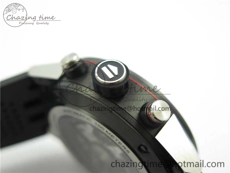 Calibre Heuer 01 Chrono SS PVD XF 1:1 Best Edition Skeleton Dial Red Hand on Black Rubber Strap A1887