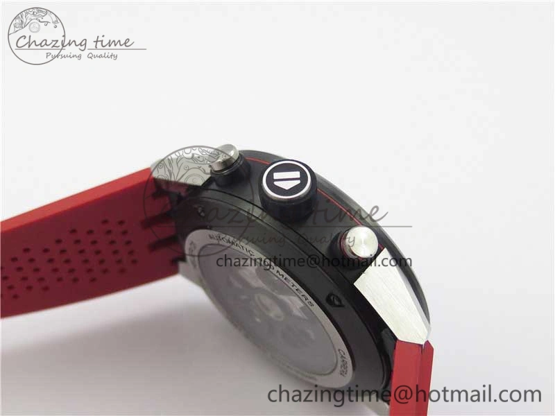 Calibre Heuer 01 Chrono SS PVD XF 1:1 Best Edition Skeleton Dial Red Hand on Red Rubber Strap A1887