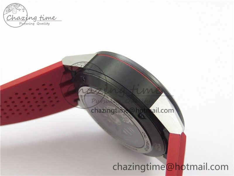 Calibre Heuer 01 Chrono SS PVD XF 1:1 Best Edition Skeleton Dial Red Hand on Red Rubber Strap A1887