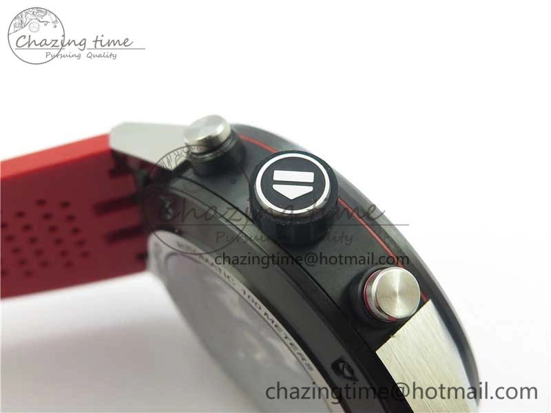 Calibre Heuer 01 Chrono SS PVD XF 1:1 Best Edition Skeleton Dial Red Hand on Red Rubber Strap A1887