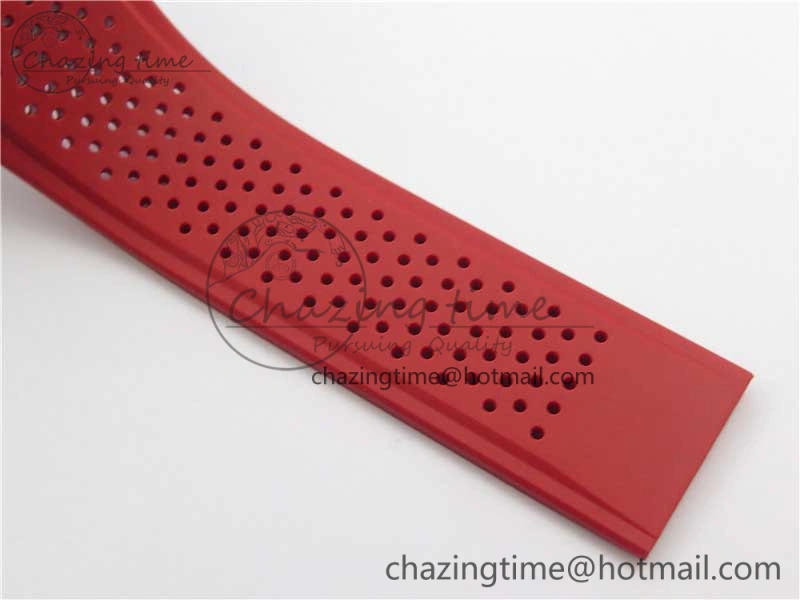 Calibre Heuer 01 Chrono SS PVD XF 1:1 Best Edition Skeleton Dial Red Hand on Red Rubber Strap A1887