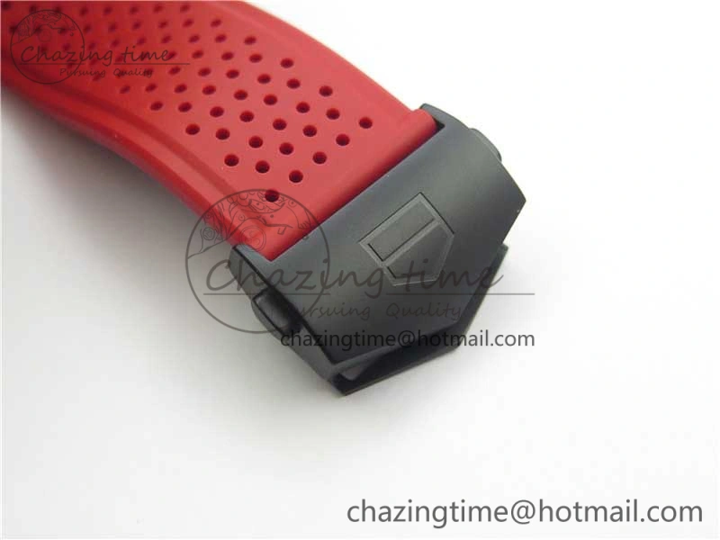 Calibre Heuer 01 Chrono SS PVD XF 1:1 Best Edition Skeleton Dial Red Hand on Red Rubber Strap A1887