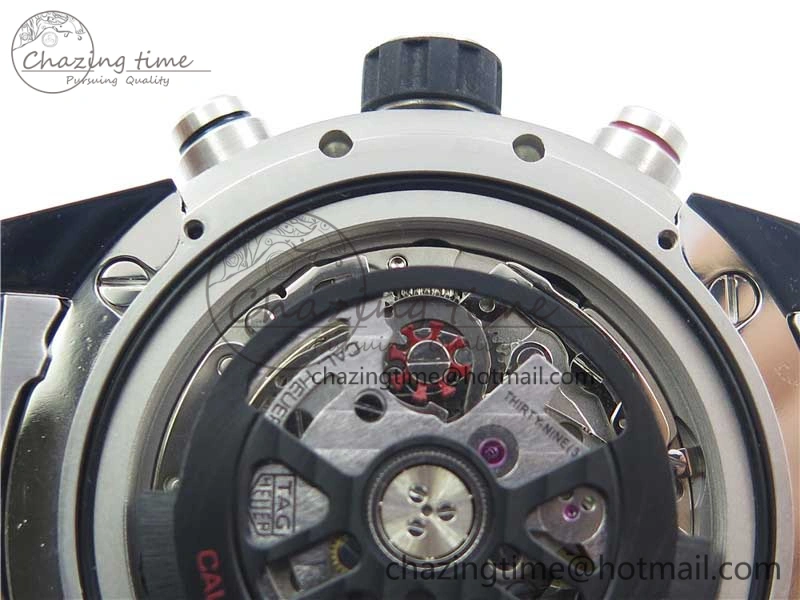 Calibre Heuer 01 Chrono SS PVD XF 1:1 Best Edition Skeleton Dial Red Hand on SS Bracelet A1887