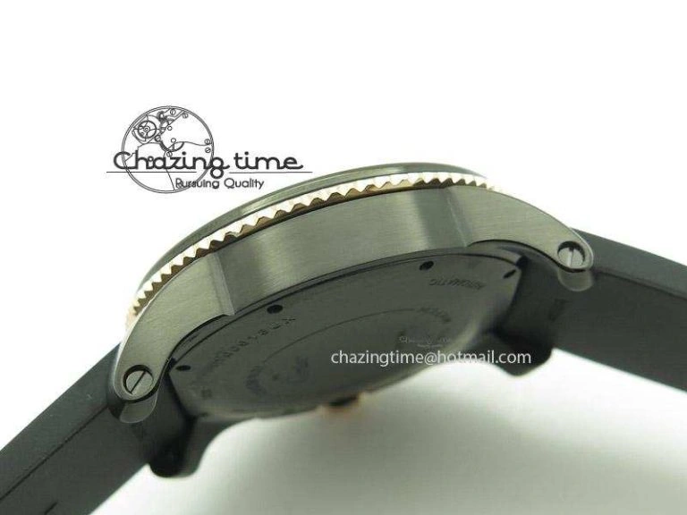 Calibre de Cartier Diver TF 1:1 Best Edition PVD RG Black Dial On Black Rubber Strap MIYOTA Movement