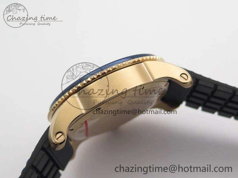 Calibre de Cartier Diver TF 1:1 Best Edition RG Blue Dial On Nylon Black Rubber Strap 23J Movement
