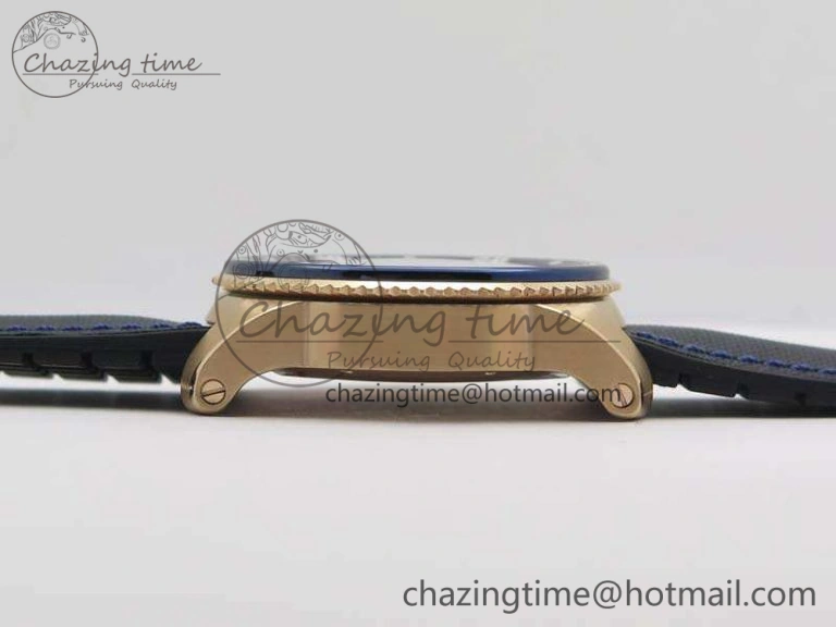 Calibre de Cartier Diver TF 1:1 Best Edition RG Blue Dial On Nylon Black Rubber Strap 23J Movement