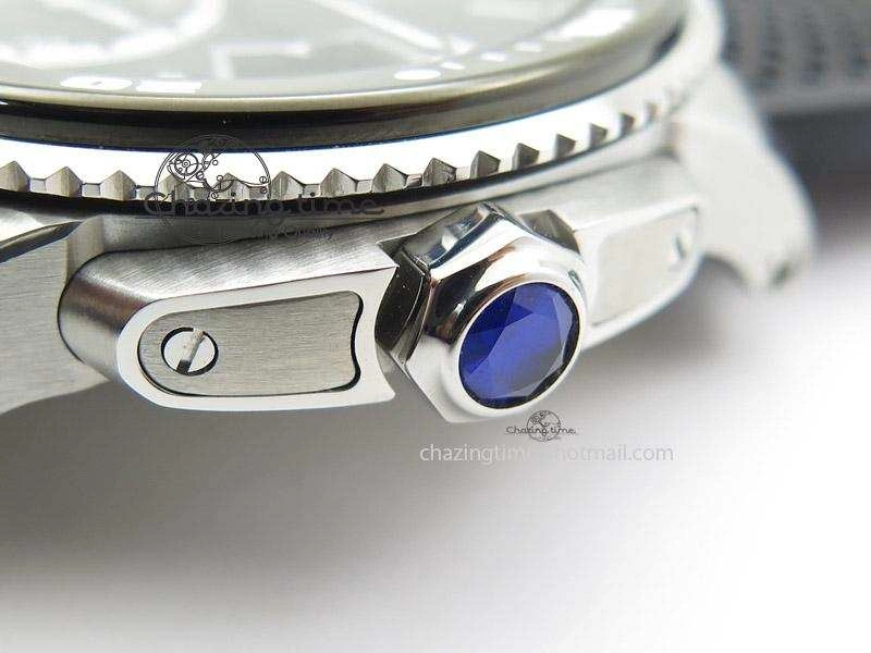 Calibre de Cartier Diver TF 1:1 Best Edition SS Black Dial on Black Rubber Strap MIYOTA Movement