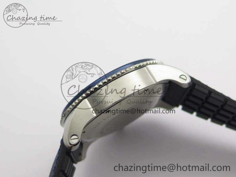 Calibre de Cartier Diver TF 1:1 Best Edition SS Blue Dial On Nylon Black Rubber Strap 23J Movement