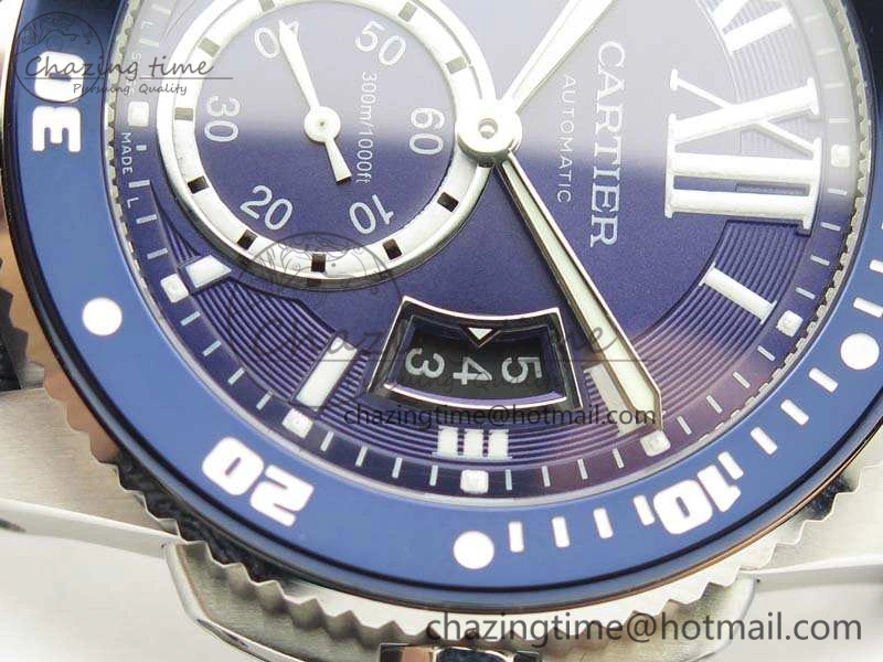 Calibre de Cartier Diver TF 1:1 Best Edition SS Blue Dial On Nylon Black Rubber Strap 23J Movement