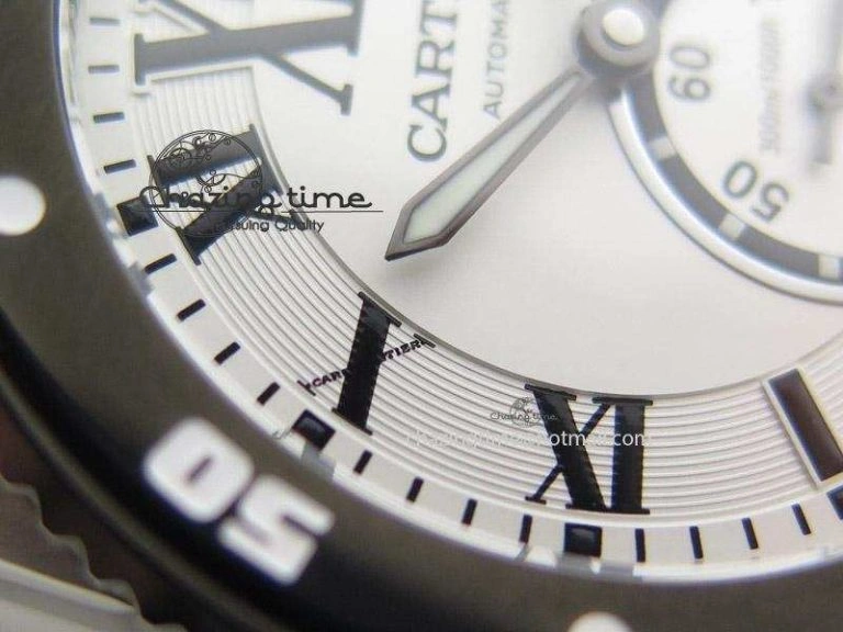 Calibre de Cartier Diver TF 1:1 Best Edition SS White Dial On SS Bracelet MIYOTA Movement