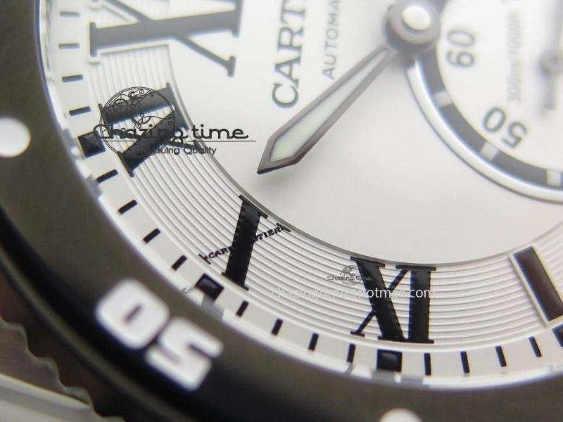 Calibre de Cartier Diver TF 1:1 Best Edition SS White Dial On SS Bracelet MIYOTA Movement