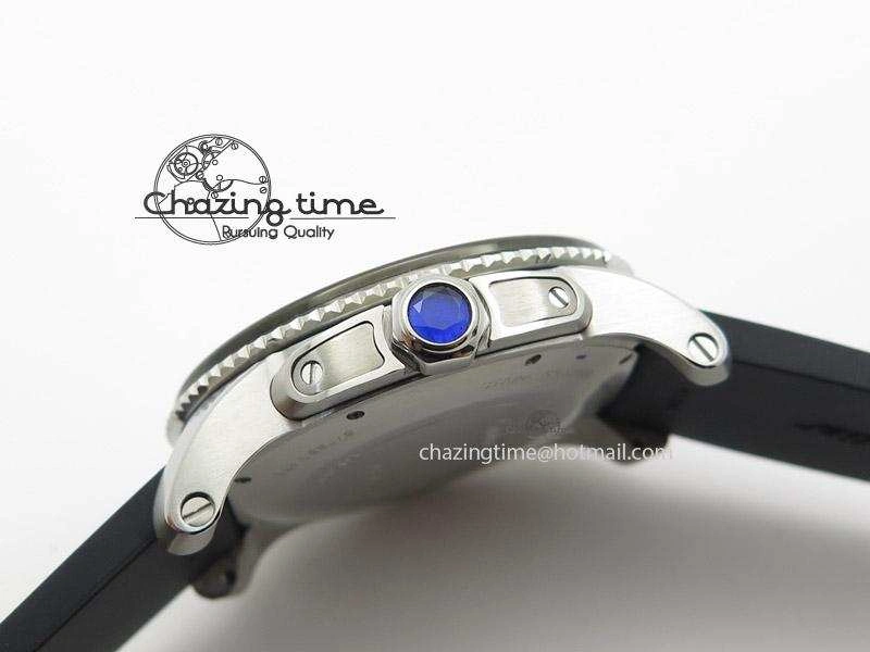 Calibre de Cartier Diver TF 1:1 Best Edition SS White Dial on Black Rubber Strap MIYOTA Movement