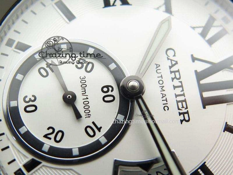 Calibre de Cartier Diver TF 1:1 Best Edition SS White Dial on Black Rubber Strap MIYOTA Movement