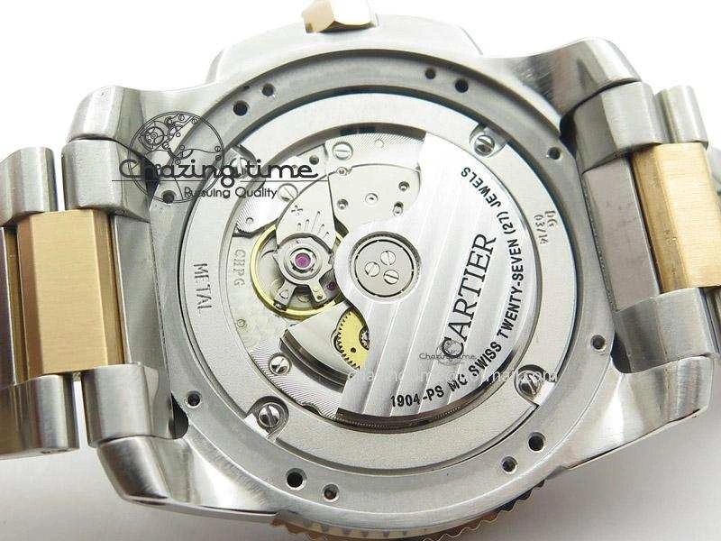 Calibre de Cartier Diver TF 1:1 Best Edition SS RG Black Dial On SS RG Bracelet MIYOTA Movement