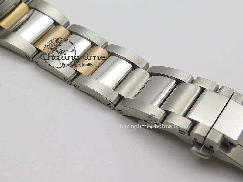 Calibre de Cartier Diver TF 1:1 Best Edition SS RG White Dial On SS RG Bracelet MIYOTA Movement