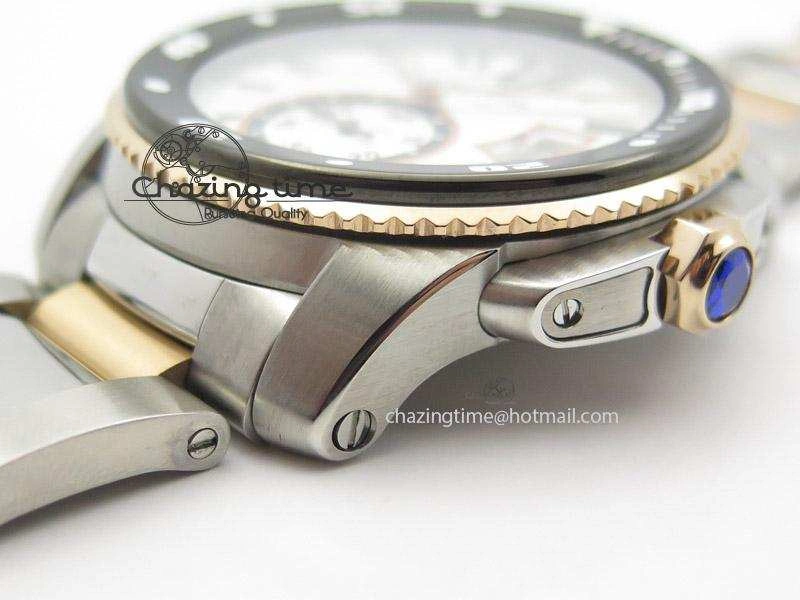 Calibre de Cartier Diver TF 1:1 Best Edition SS RG White Dial On SS RG Bracelet MIYOTA Movement