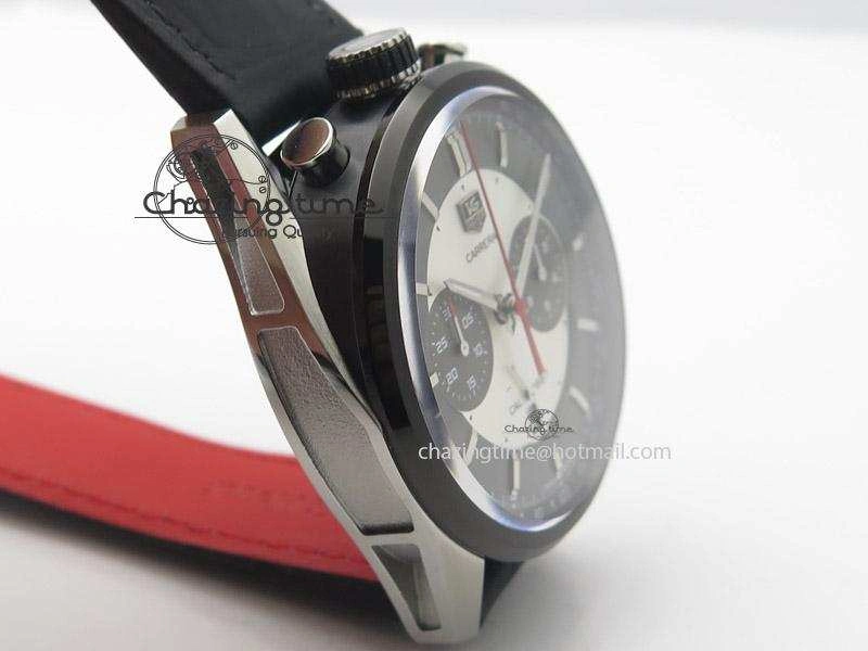 Carrera 1887 Chrono V6F 1:1 Best Edition Gray Silver Dial On Black Leather Strap CAL1887