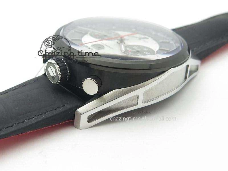 Carrera 1887 Chrono V6F 1:1 Best Edition Gray Silver Dial On Black Leather Strap CAL1887