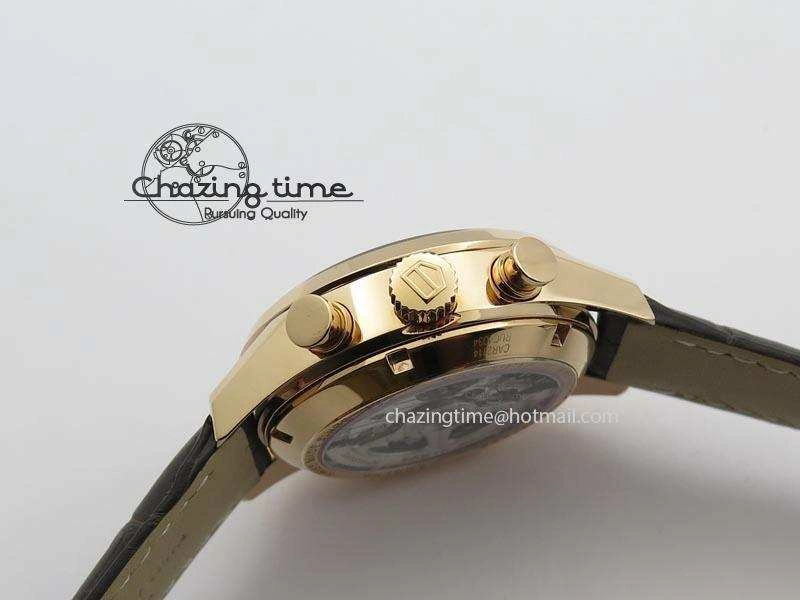 Carrera CAL1887 Chronograph 41mm RG V6F 1:1 Best Edition Gray Dial On Brown Leather Strap CAL1887