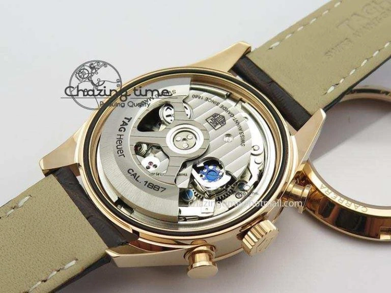 Carrera CAL1887 Chronograph 41mm RG V6F 1:1 Best Edition Gray Dial On Brown Leather Strap CAL1887