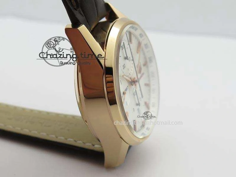 Carrera CAL1887 Chronograph 41mm RG V6F 1:1 Best Edition White Dial On Brown Leather Strap CAL1887