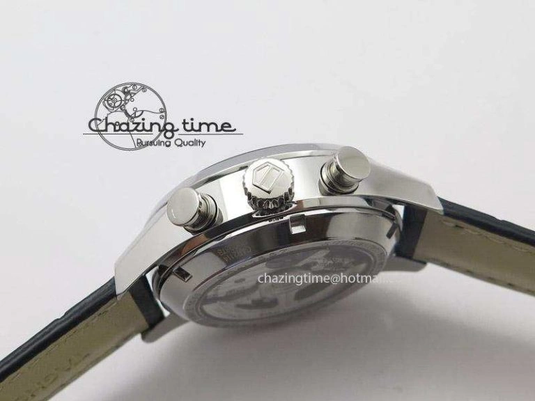 Carrera CAL1887 Chronograph 41mm SS V6F 1:1 Best Edition Blue Dial On Black Leather Strap CAL1887