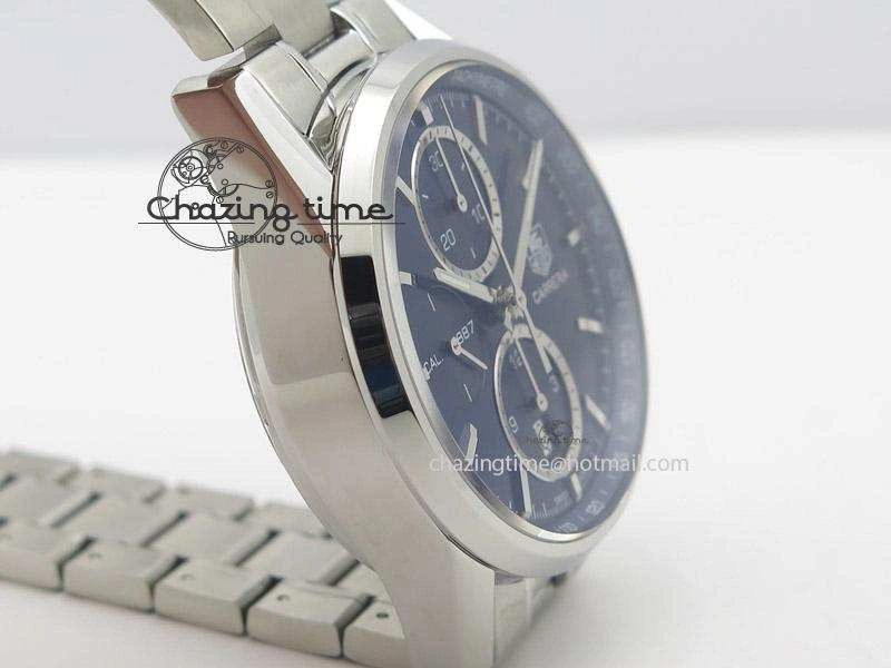 Carrera CAL1887 Chronograph 41mm SS V6F 1:1 Best Edition Blue Dial On SS Bracelet CAL1887