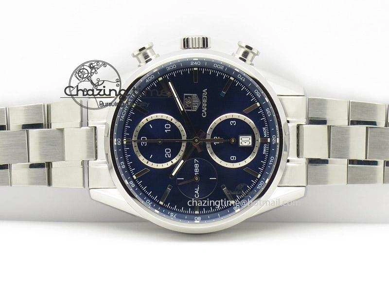 Carrera CAL1887 Chronograph 41mm SS V6F 1:1 Best Edition Blue Dial On SS Bracelet CAL1887