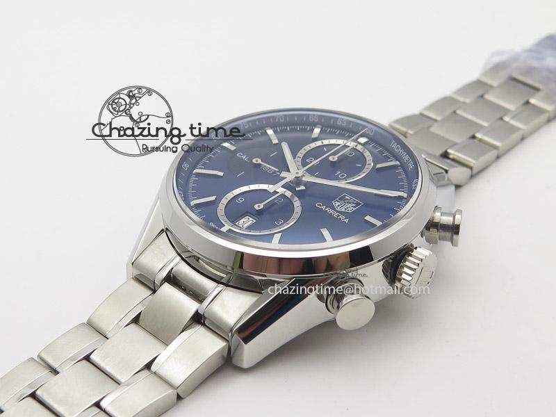 Carrera CAL1887 Chronograph 41mm SS V6F 1:1 Best Edition Blue Dial On SS Bracelet CAL1887