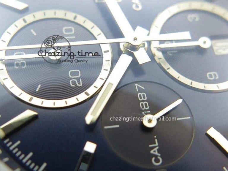 Carrera CAL1887 Chronograph 41mm SS V6F 1:1 Best Edition Blue Dial On SS Bracelet CAL1887