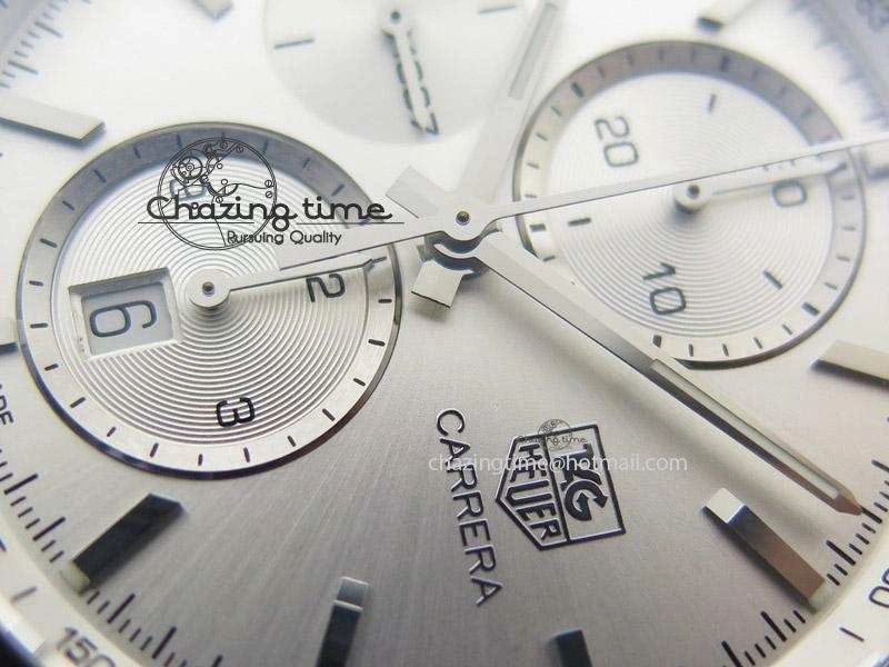 Carrera CAL1887 Chronograph 41mm SS V6F 1:1 Best Edition White Dial On Brown Leather Strap CAL1887