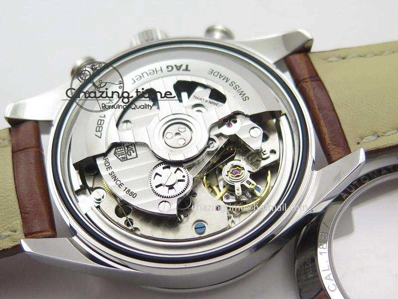 Carrera CAL1887 Chronograph 41mm SS V6F 1:1 Best Edition White Dial On Brown Leather Strap CAL1887
