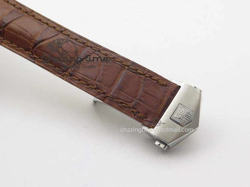 Carrera CAL1887 Chronograph 41mm SS V6F 1:1 Best Edition White Dial On Brown Leather Strap CAL1887