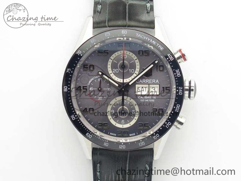 Carrera CAL1887 Chronograph SS V6F 1:1 Best Edition White Dial Blue Markers On SS Bracelet CAL1887