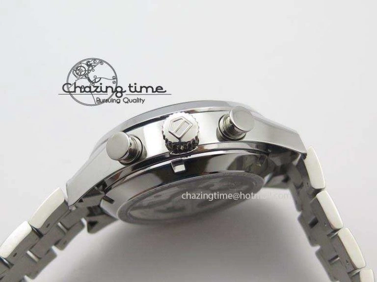 Carrera CAL1887 Chronograph SS V6F 1:1 Best Edition White Dial Blue Markers On SS Bracelet CAL1887