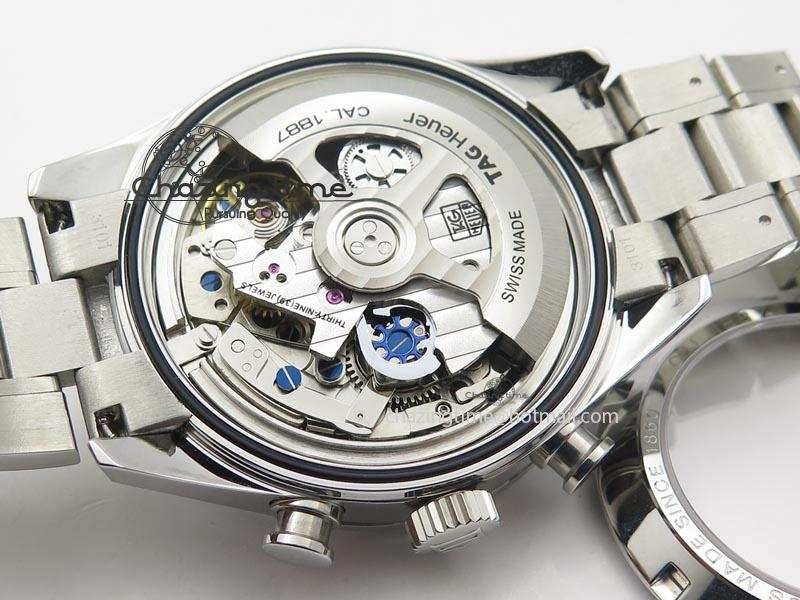 Carrera CAL1887 Chronograph SS V6F 1:1 Best Edition White Dial Blue Markers On SS Bracelet CAL1887