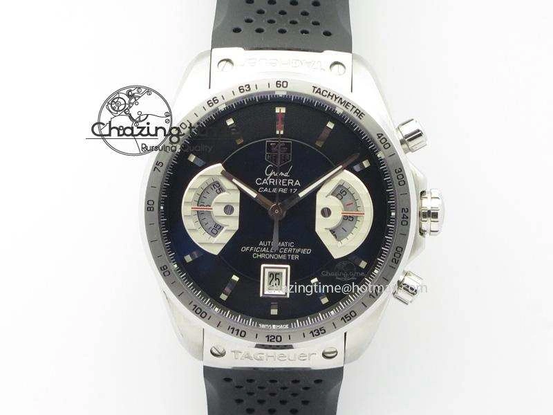 Carrera Calibre 17 SS Black Dial On Black Rubber Strap A7750