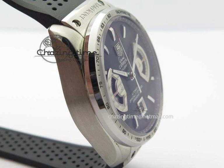 Carrera Calibre 17 SS Black Dial On Black Rubber Strap A7750