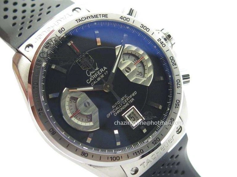 Carrera Calibre 17 SS Black Dial On Black Rubber Strap A7750