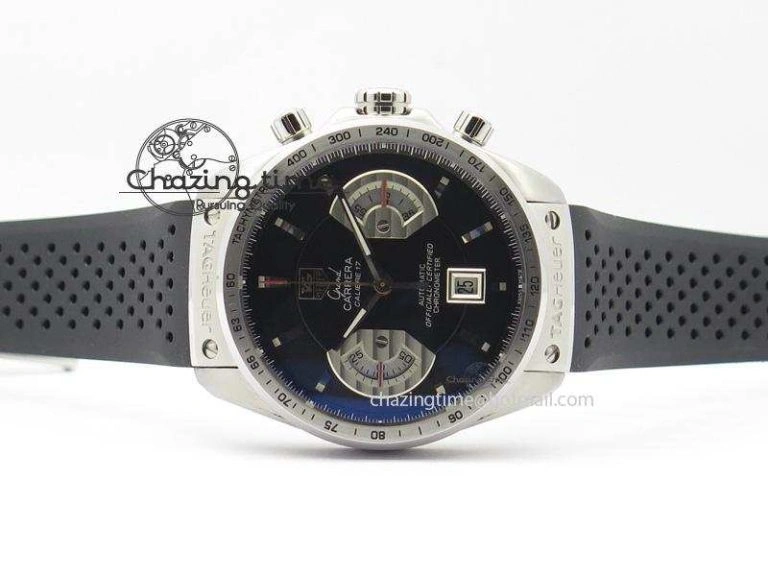 Carrera Calibre 17 SS Black Dial On Black Rubber Strap A7750
