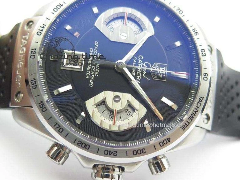Carrera Calibre 17 SS Black Dial On Black Rubber Strap A7750