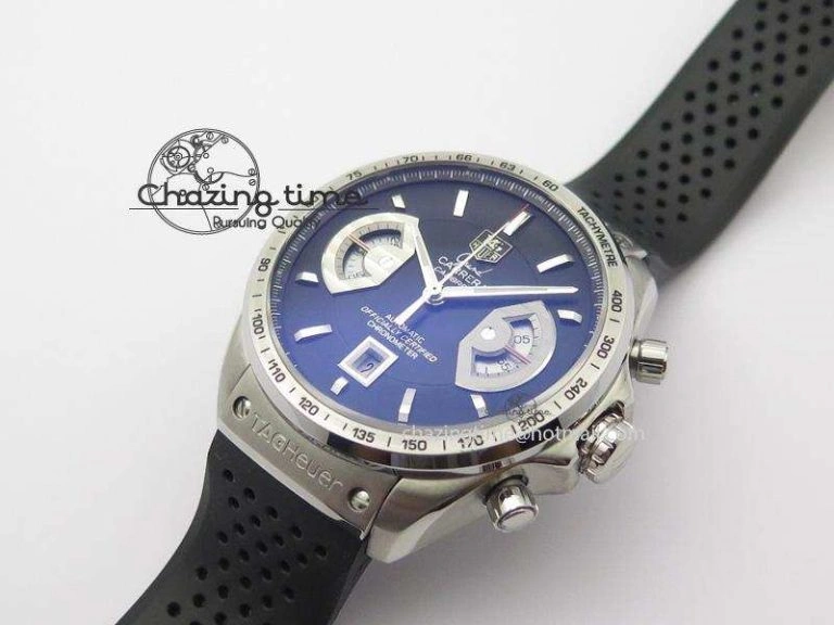 Carrera Calibre 17 SS Black Dial On Black Rubber Strap A7750
