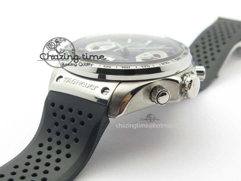 Carrera Calibre 17 SS Black Dial On Black Rubber Strap A7750