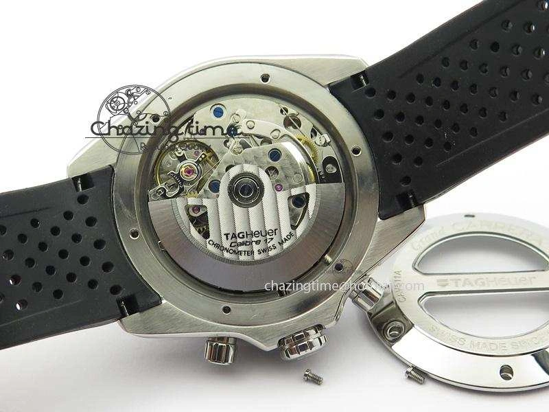 Carrera Calibre 17 SS Black Dial On Black Rubber Strap A7750