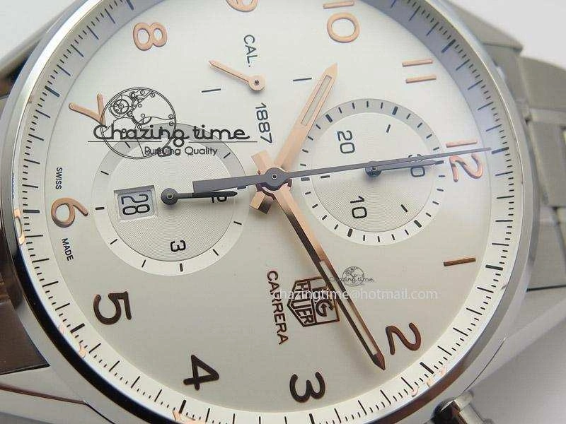 Carrera Calibre 1887 Chrono V6F 1:1 Best Edition White Dial On SS Bracelet CAL1887