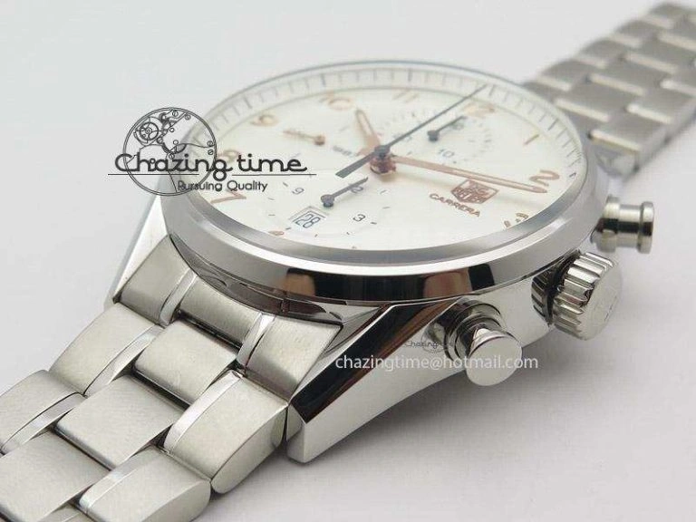 Carrera Calibre 1887 Chrono V6F 1:1 Best Edition White Dial On SS Bracelet CAL1887
