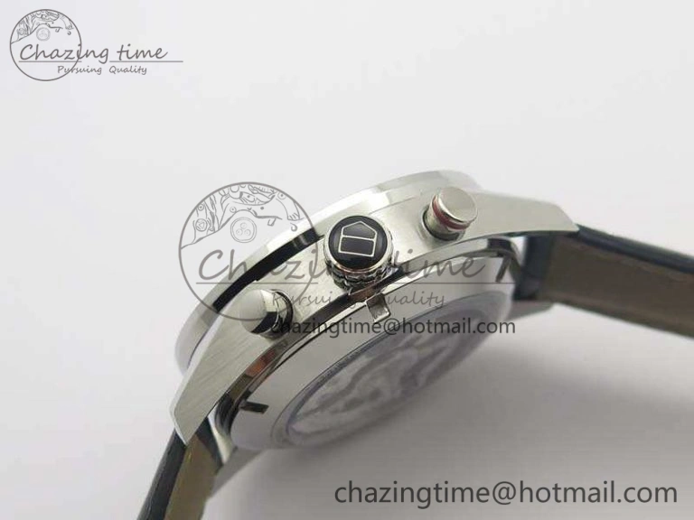 Carrera Calibre 1887 Day-Date SS V6F 1:1 Best Edition Ceramic Bezel Black Dial On Leather Strap A7750