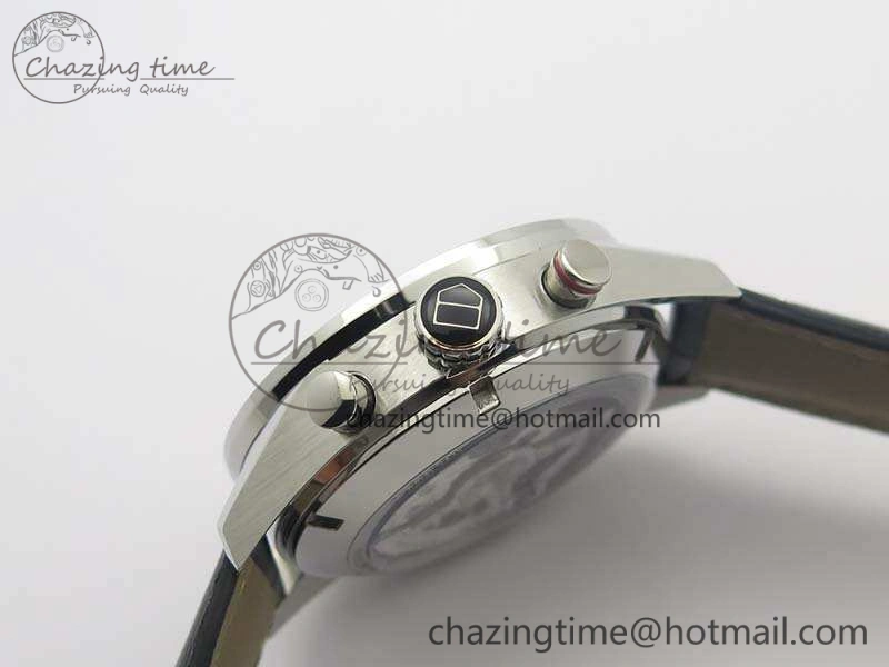 Carrera Calibre 1887 Day-Date SS V6F 1:1 Best Edition Ceramic Bezel Black Dial On Leather Strap A7750